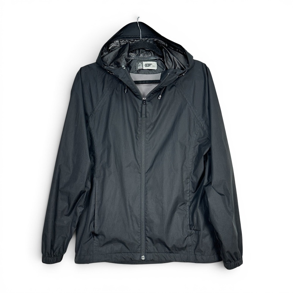 Alpine‎ Design Womens Black Rain Jacket Hooded Full Zip Windbreaker Small